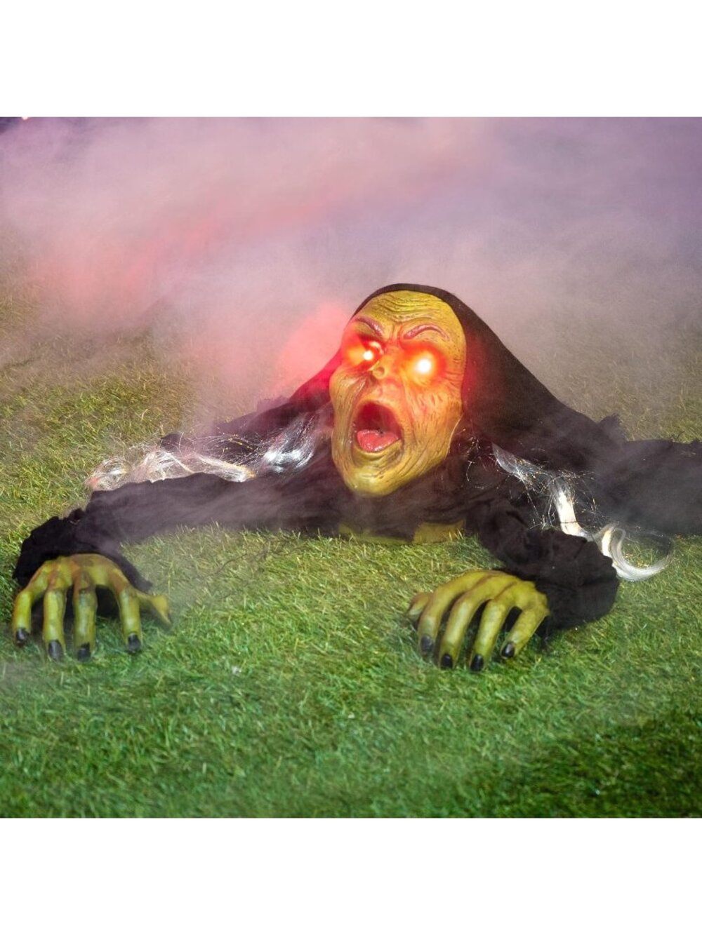 Halloween Outside Zombie Decor with Sound and Flashing Eyes Scary Groundbreaker